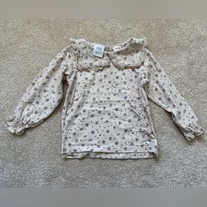 Zara Cream Long Sleeve Top with Pink Floral Print 18-24m
